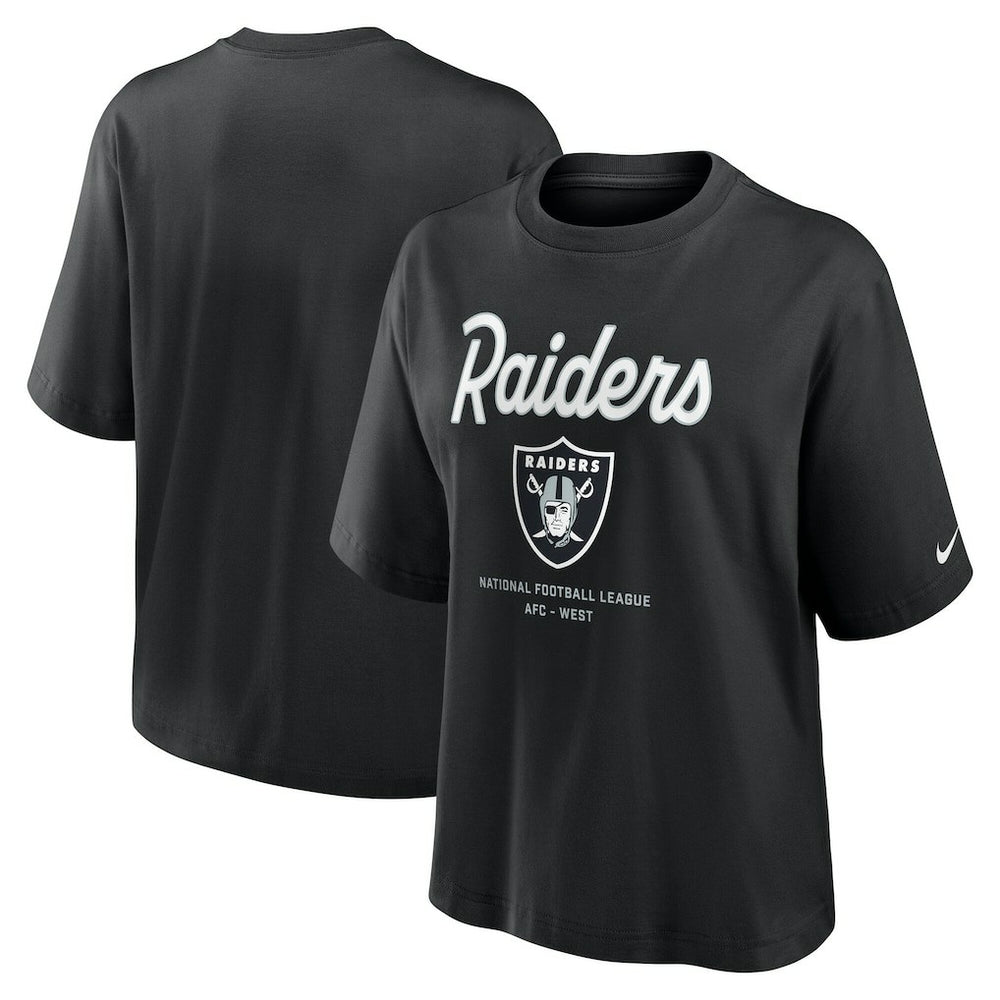 Las Vegas Raiders Women's Essential Script Relaxed Boxy T-Shirt Black - Nike