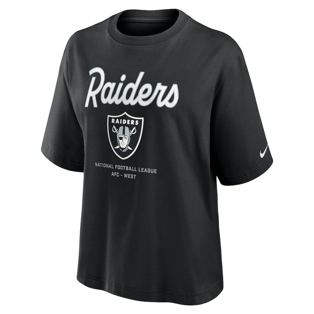 Las Vegas Raiders Women's Essential Script Relaxed Boxy T-Shirt Black - Nike