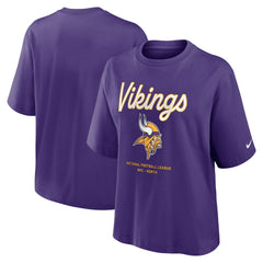 Minnesota Vikings Women's Essential Script Relaxed Boxy T-Shirt Purple - Nike