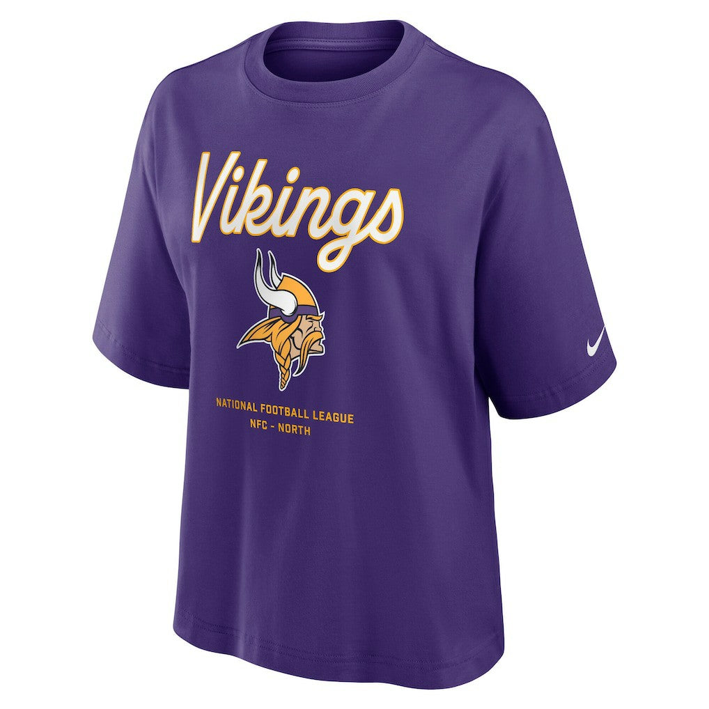 Minnesota Vikings Women's Essential Script Relaxed Boxy T-Shirt Purple - Nike