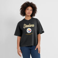 Pittsburgh Steelers Women's Essential Script Relaxed Boxy T-Shirt Black - Nike