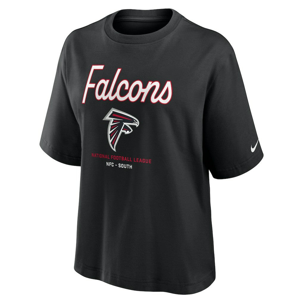 Atlanta Falcons Women's Essential Script Relaxed Boxy T-Shirt Black - Nike