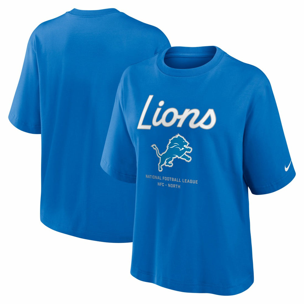 Detroit Lions Women's Essential Script Relaxed Boxy T-Shirt Blue - Nike