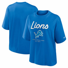 Detroit Lions Women's Essential Script Relaxed Boxy T-Shirt Blue - Nike