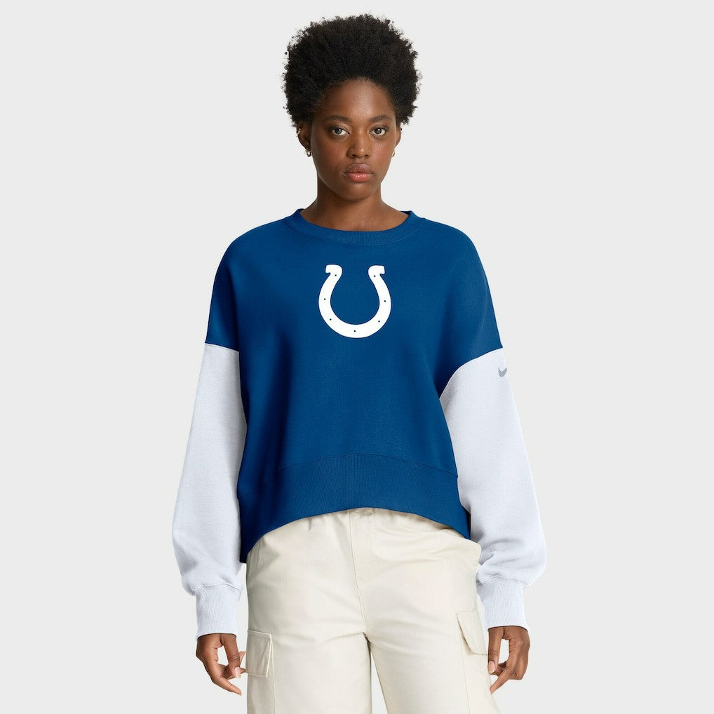 Indianapolis Colts Women's Oversized Color-Block Pullover Sweatshirt Royal - Nike
