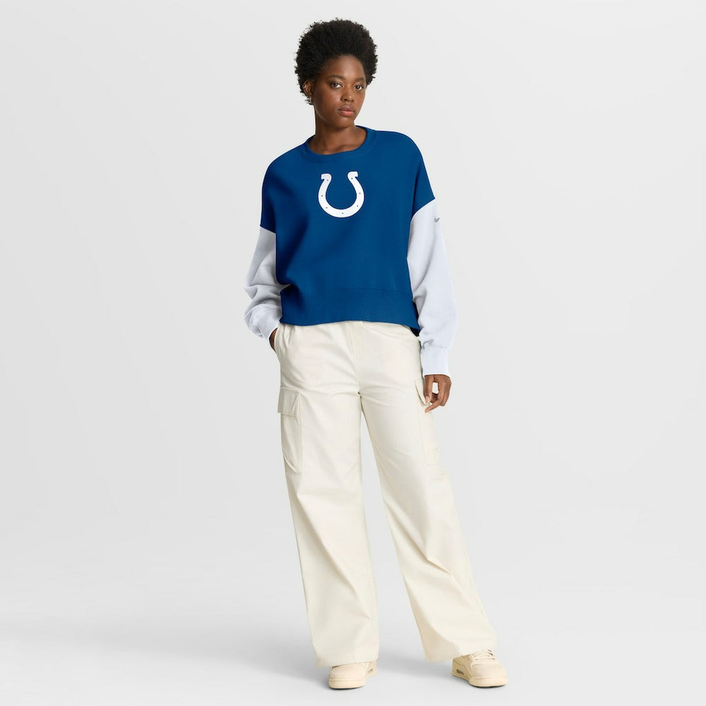Indianapolis Colts Women's Oversized Color-Block Pullover Sweatshirt Royal - Nike