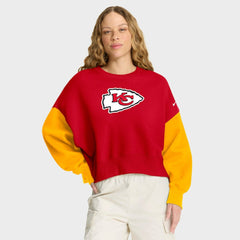 Kansas City Chiefs Women's Oversized Color-Block Pullover Sweatshirt Red - Nike