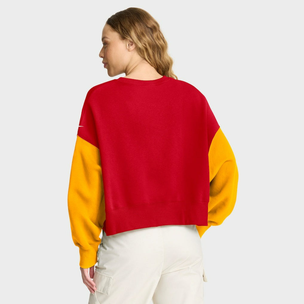 Kansas City Chiefs Women's Oversized Color-Block Pullover Sweatshirt Red - Nike