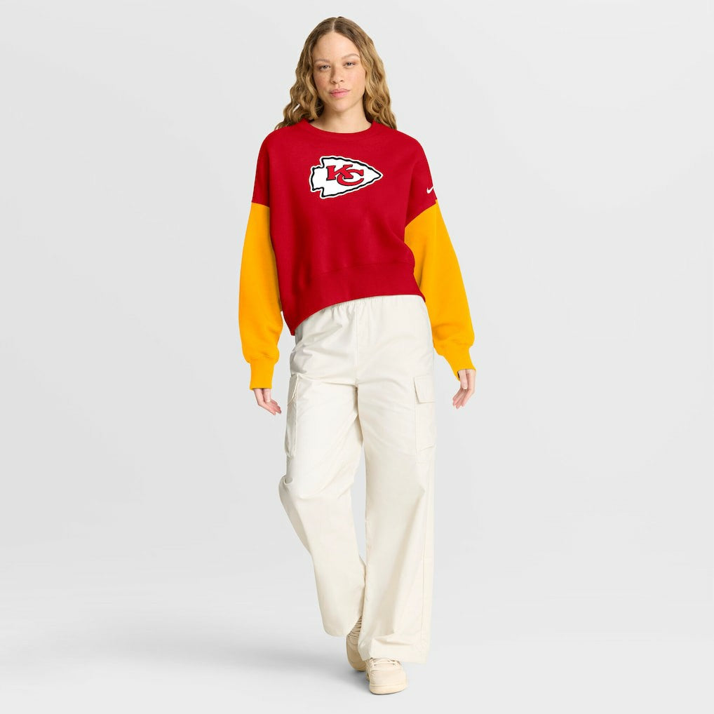 Kansas City Chiefs Women's Oversized Color-Block Pullover Sweatshirt Red - Nike