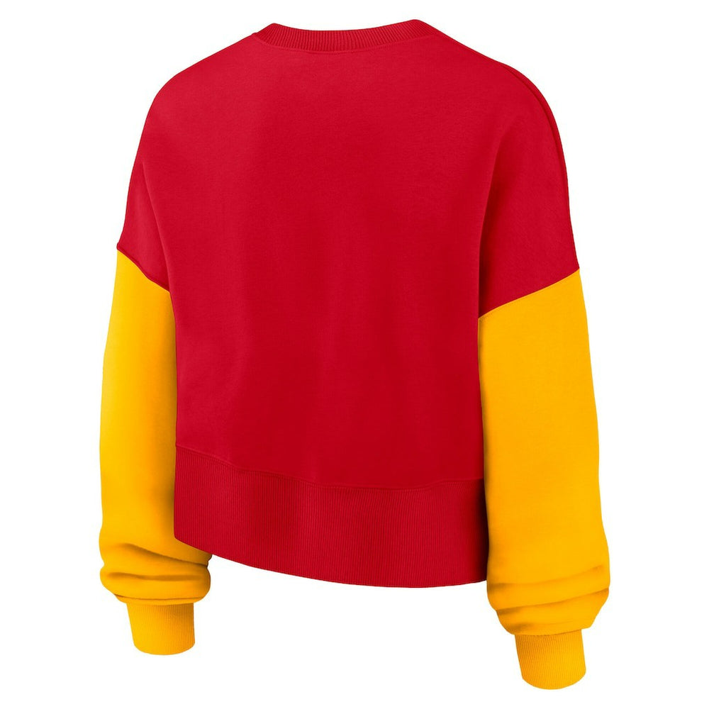 Kansas City Chiefs Women's Oversized Color-Block Pullover Sweatshirt Red - Nike