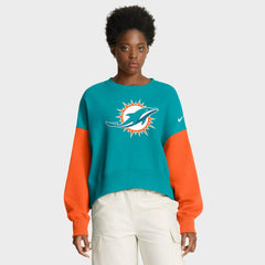 Miami Dolphins Women's Oversized Color-Block Pullover Sweatshirt Aqua - Nike