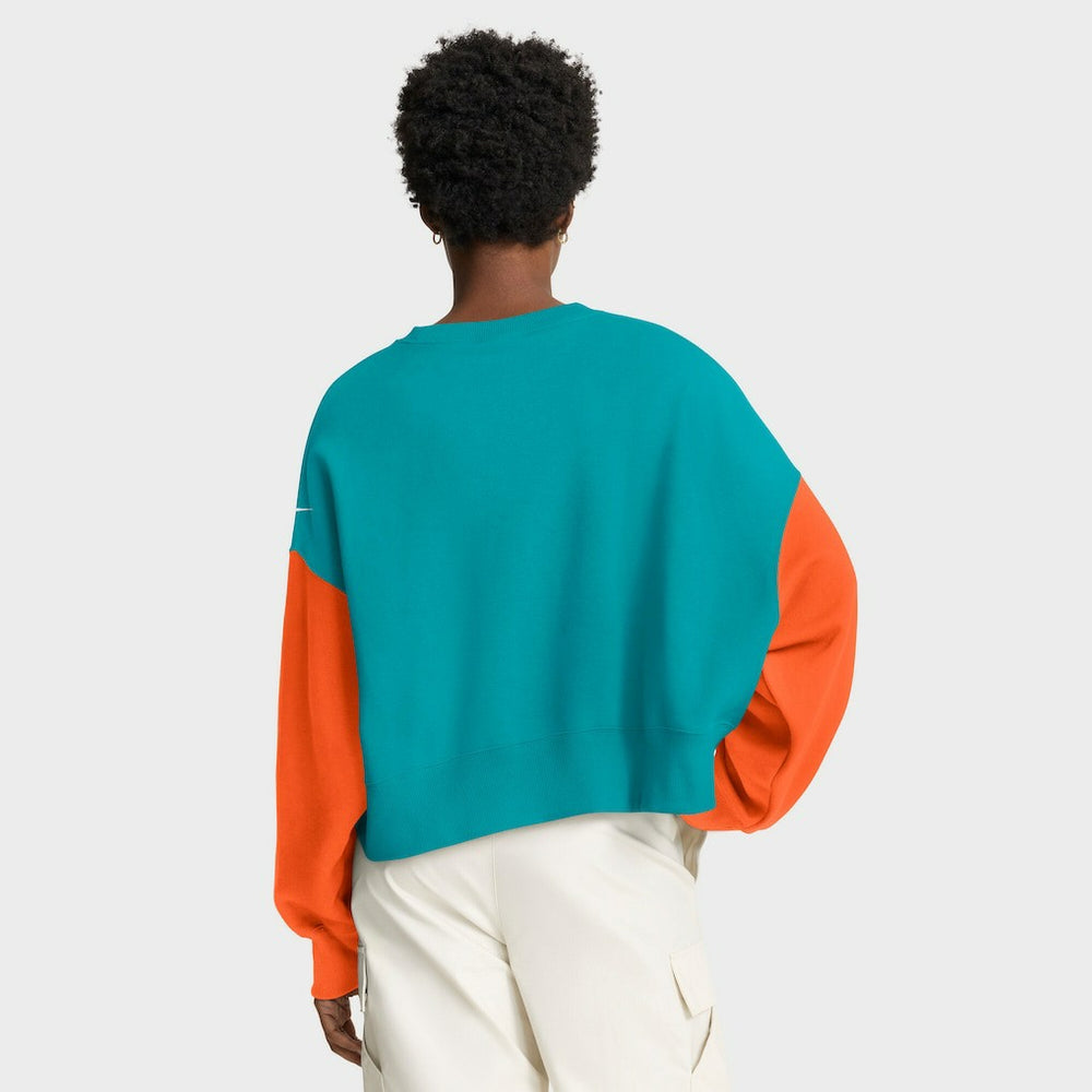 Miami Dolphins Women's Oversized Color-Block Pullover Sweatshirt Aqua - Nike