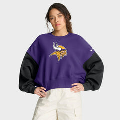 Minnesota Vikings Women's Oversized Color-Block Pullover Sweatshirt Purple - Nike