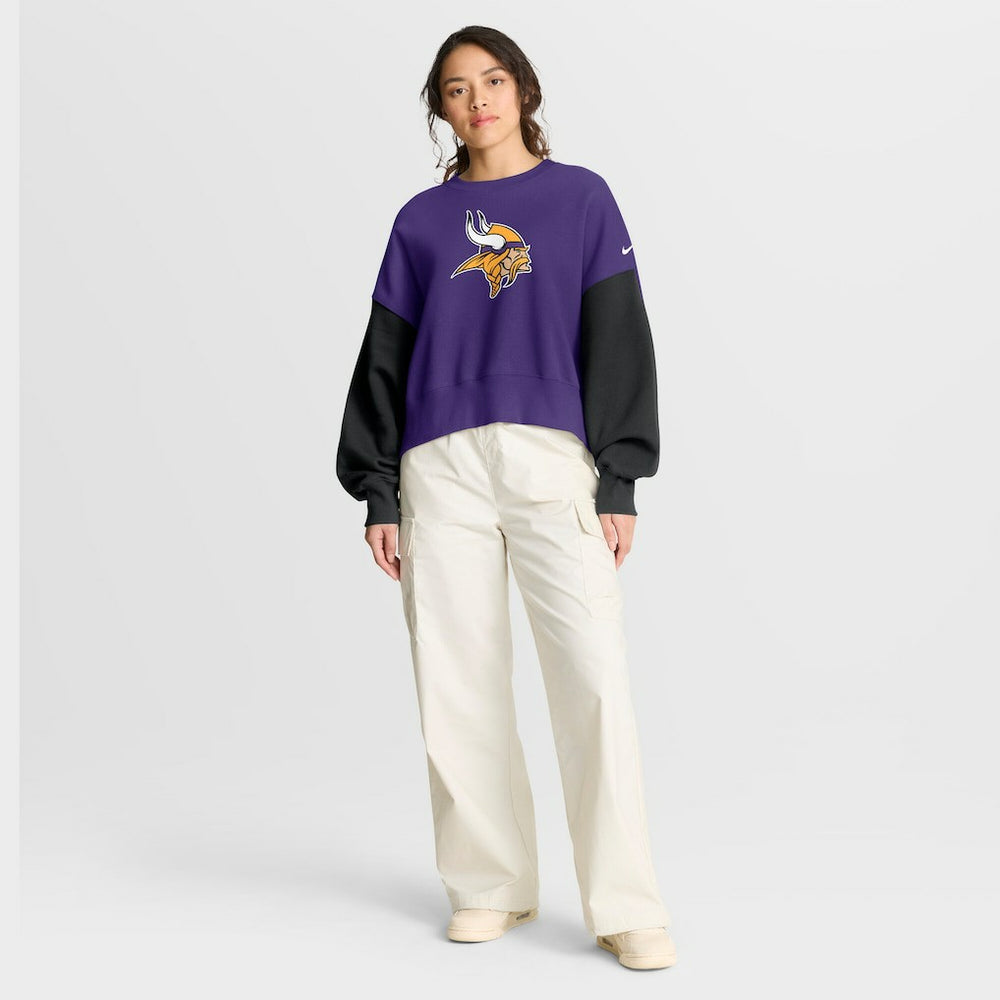 Minnesota Vikings Women's Oversized Color-Block Pullover Sweatshirt Purple - Nike