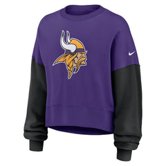 Minnesota Vikings Women's Oversized Color-Block Pullover Sweatshirt Purple - Nike