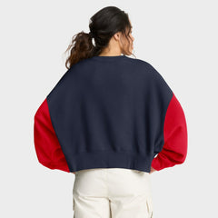 New England Patriots Women's Oversized Color-Block Pullover Sweatshirt Navy - Nike