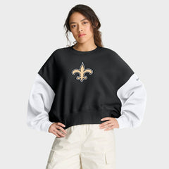 New Orleans Saints Women's Oversized Color-Block Pullover Sweatshirt Black - Nike