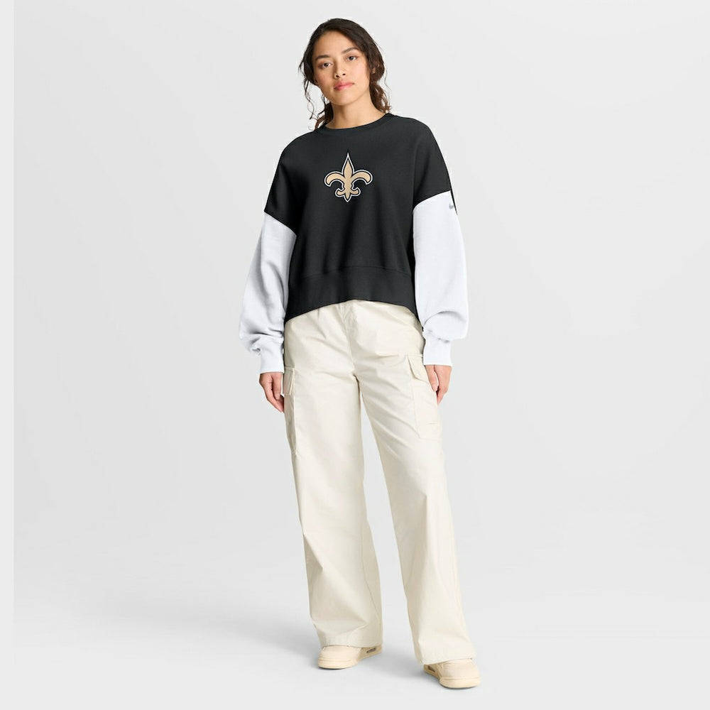 New Orleans Saints Women's Oversized Color-Block Pullover Sweatshirt Black - Nike