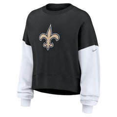 New Orleans Saints Women's Oversized Color-Block Pullover Sweatshirt Black - Nike