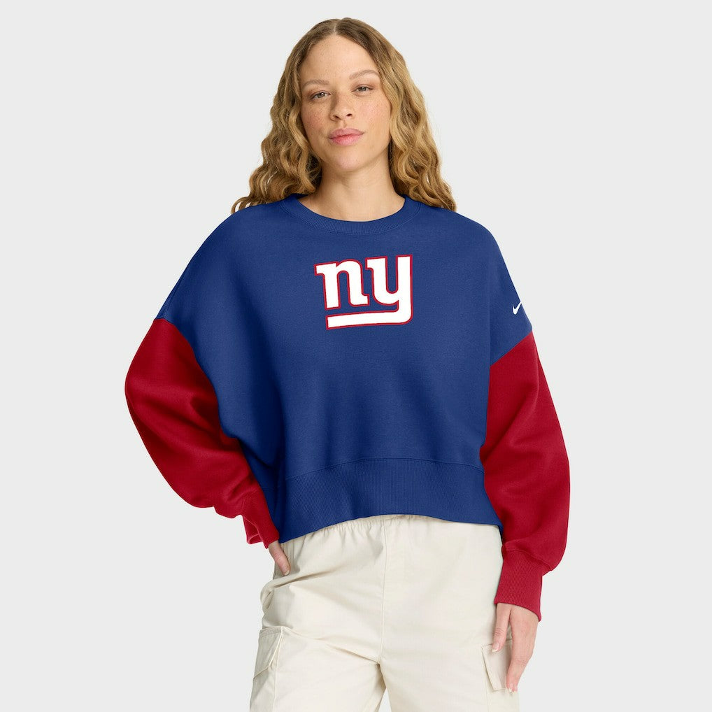 New York Giants Women's Oversized Color-Block Pullover Sweatshirt Royal - Nike