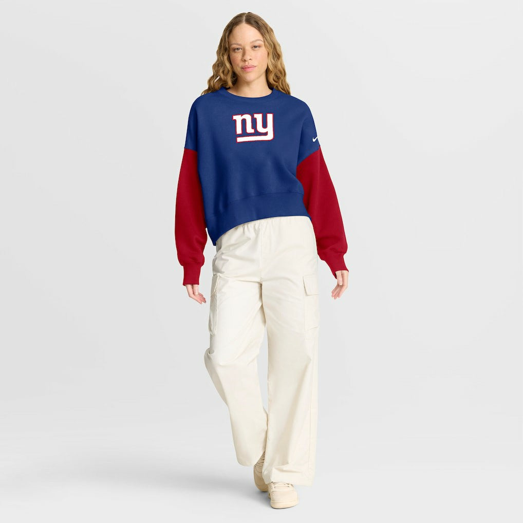 New York Giants Women's Oversized Color-Block Pullover Sweatshirt Royal - Nike