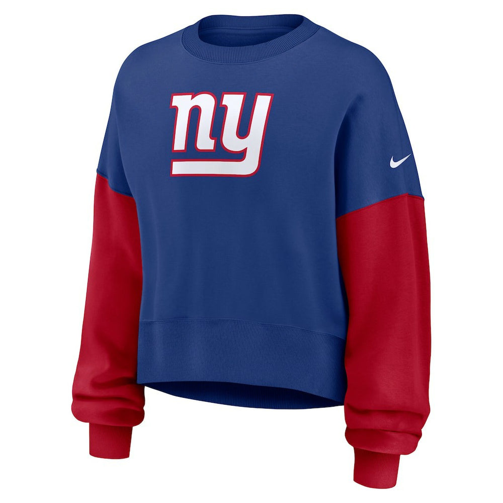 New York Giants Women's Oversized Color-Block Pullover Sweatshirt Royal - Nike