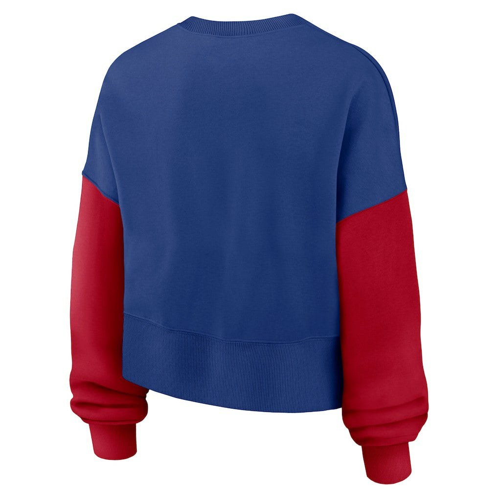 New York Giants Women's Oversized Color-Block Pullover Sweatshirt Royal - Nike