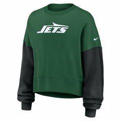 New York Jets Women's Oversized Color-Block Pullover Sweatshirt Green - Nike