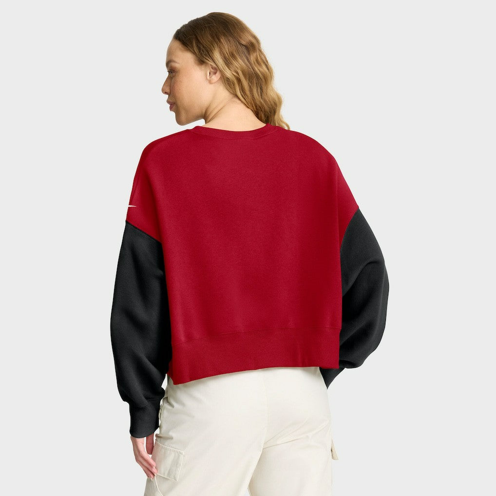 San Francisco 49ers Women's Oversized Color-Block Pullover Sweatshirt Scarlet - Nike