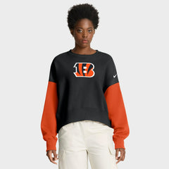 Cincinnati Bengals Women's Oversized Color-Block Pullover Sweatshirt Black - Nike