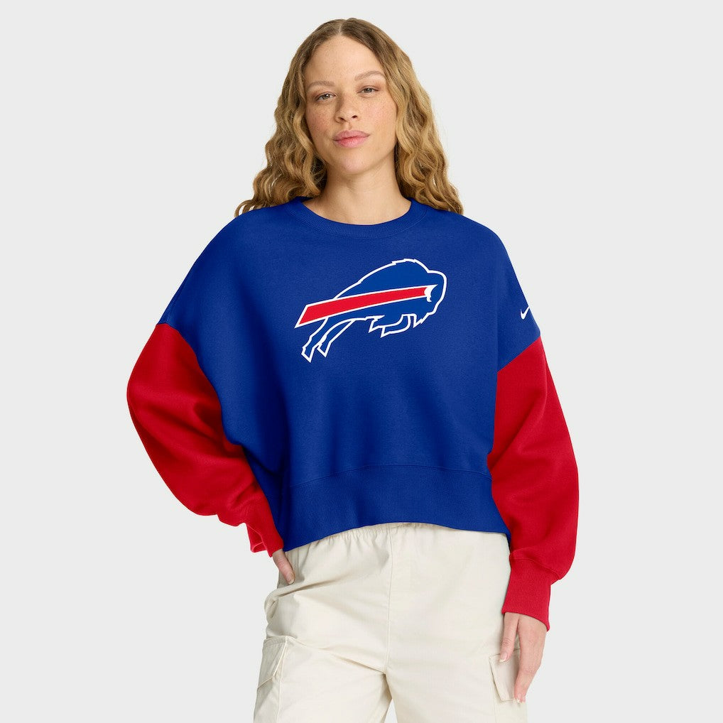 Buffalo Bills Women's Oversized Color-Block Pullover Sweatshirt Royal - Nike