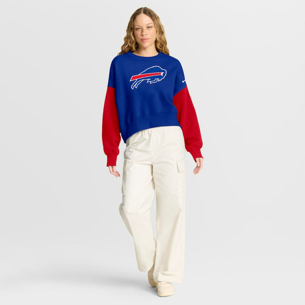 Buffalo Bills Women's Oversized Color-Block Pullover Sweatshirt Royal - Nike