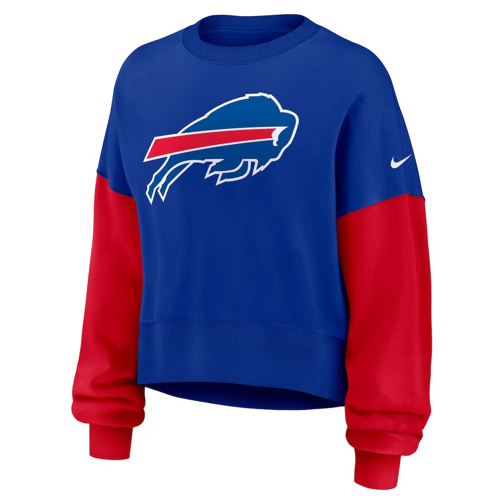Buffalo Bills Women's Oversized Color-Block Pullover Sweatshirt Royal - Nike