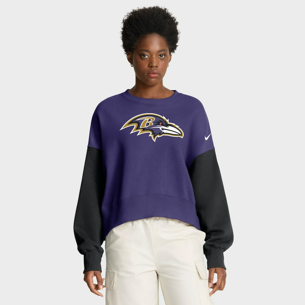 Baltimore Ravens Women's Oversized Color-Block Pullover Sweatshirt Purple - Nike