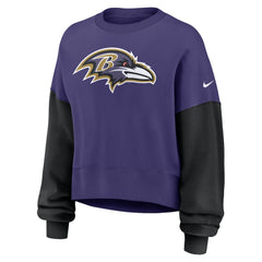 Baltimore Ravens Women's Oversized Color-Block Pullover Sweatshirt Purple - Nike