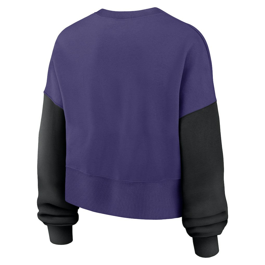 Baltimore Ravens Women's Oversized Color-Block Pullover Sweatshirt Purple - Nike