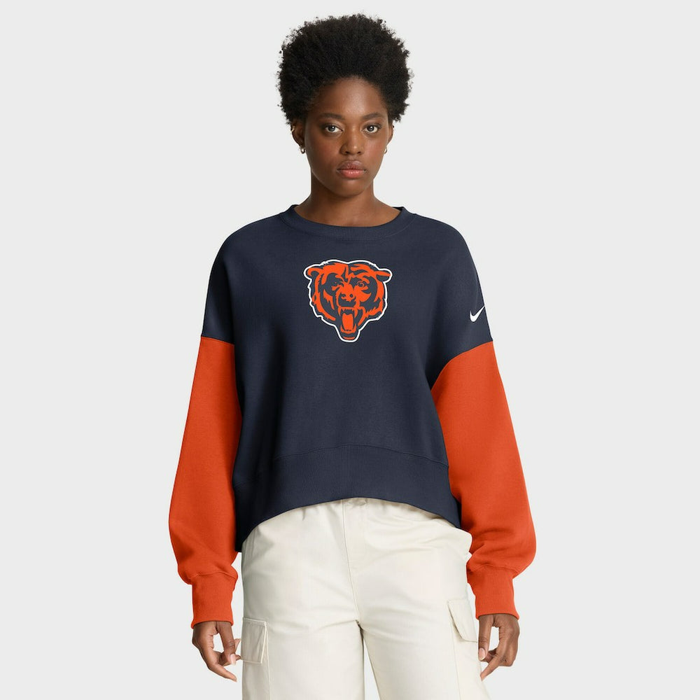 Chicago Bears Women's Oversized Color-Block Pullover Sweatshirt Navy - Nike