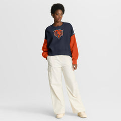Chicago Bears Women's Oversized Color-Block Pullover Sweatshirt Navy - Nike
