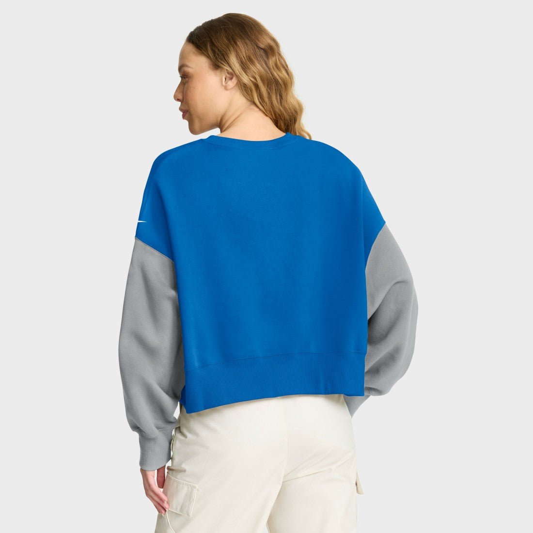 Detroit Lions Women's Oversized Color-Block Pullover Sweatshirt Blue - Nike