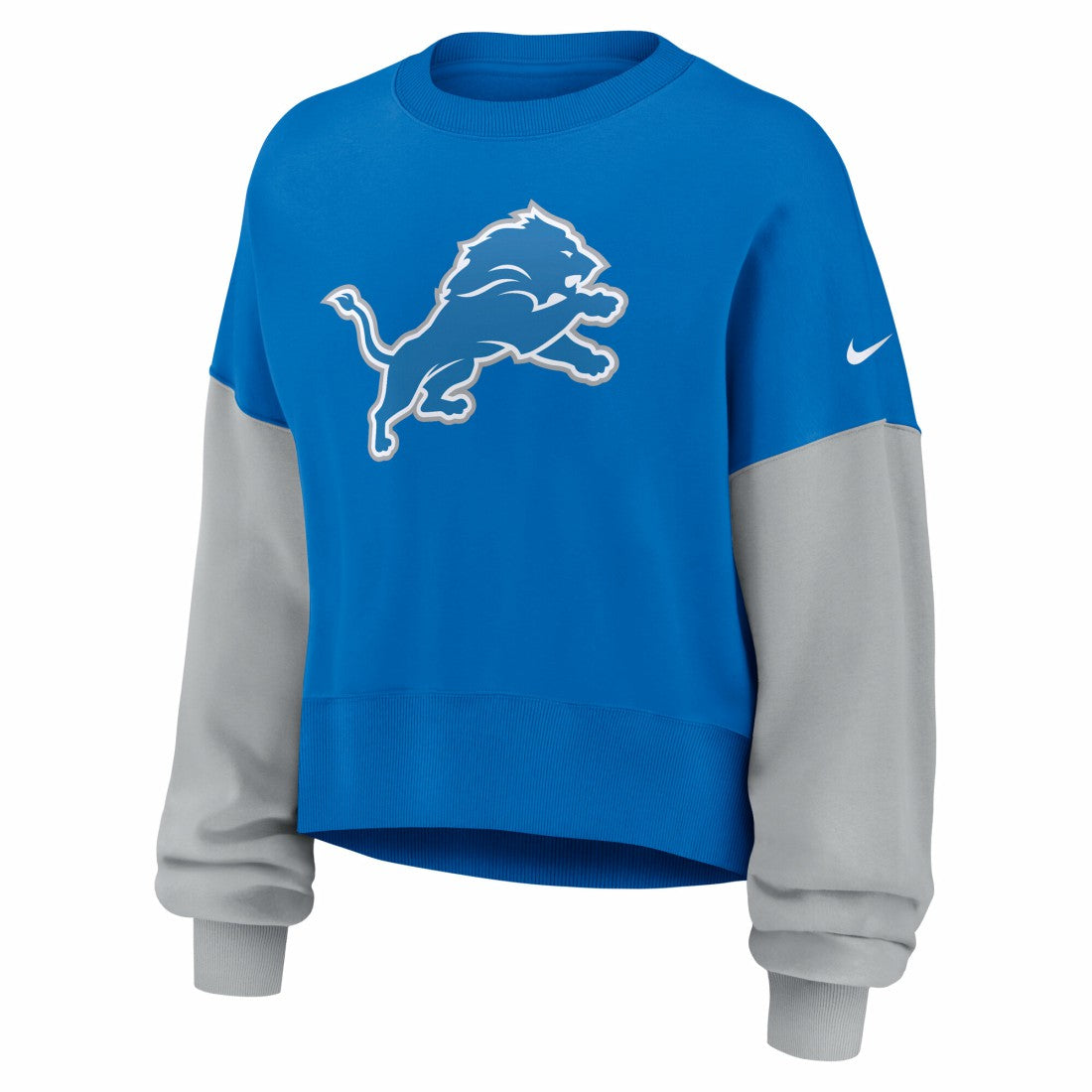 Detroit Lions Women's Oversized Color-Block Pullover Sweatshirt Blue - Nike