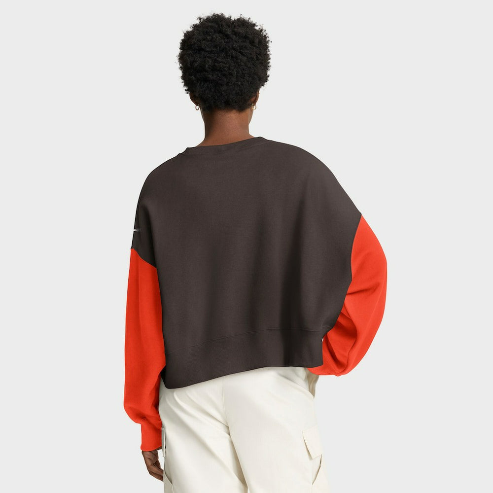 Cleveland Browns Women's Oversized Color-Block Pullover Sweatshirt Brown - Nike