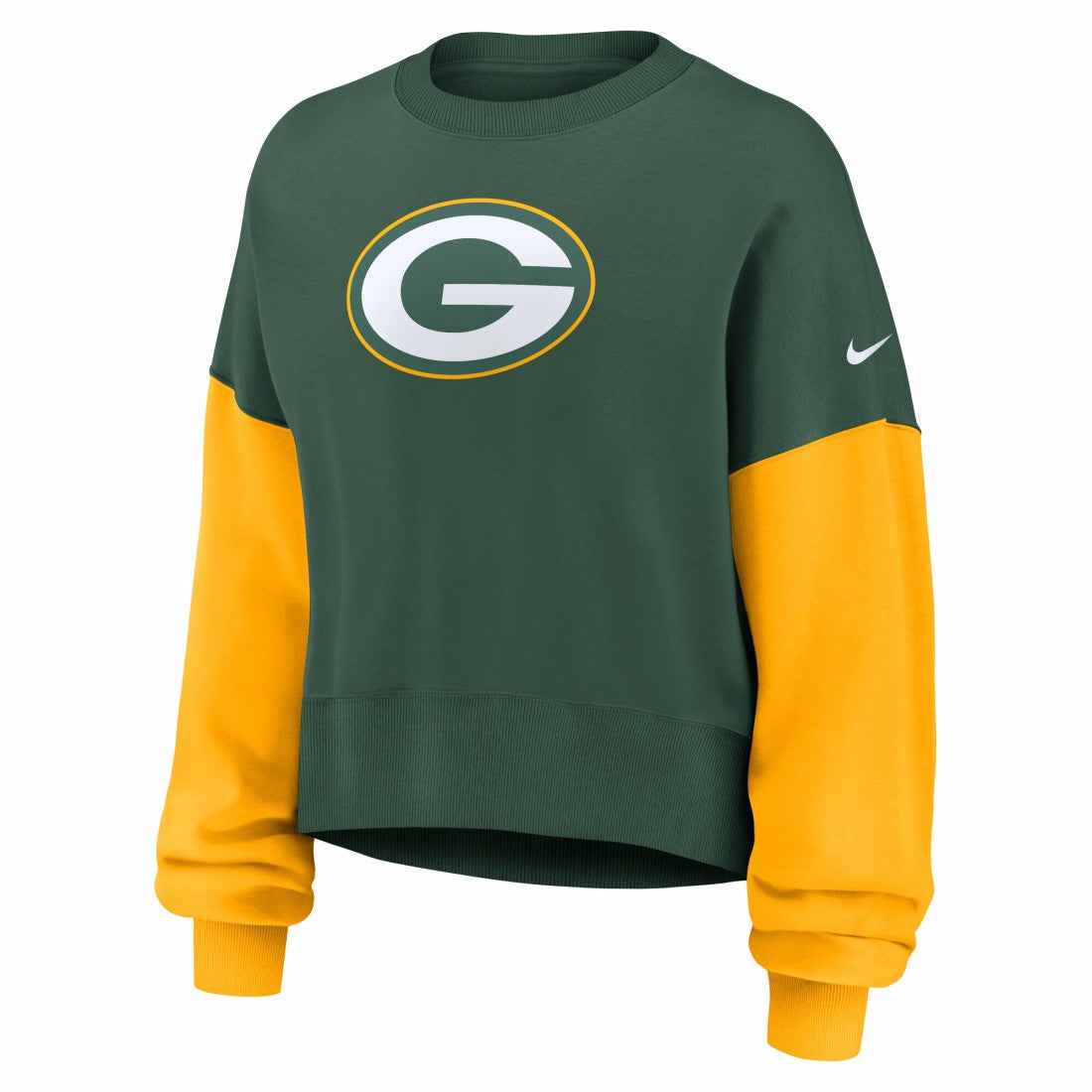 Green Bay Packers Women's Oversized Color-Block Pullover Sweatshirt Green - Nike