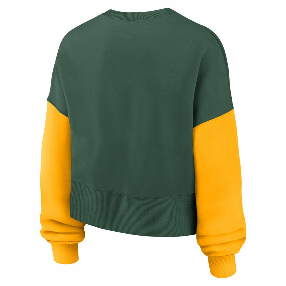 Green Bay Packers Women's Oversized Color-Block Pullover Sweatshirt Green - Nike