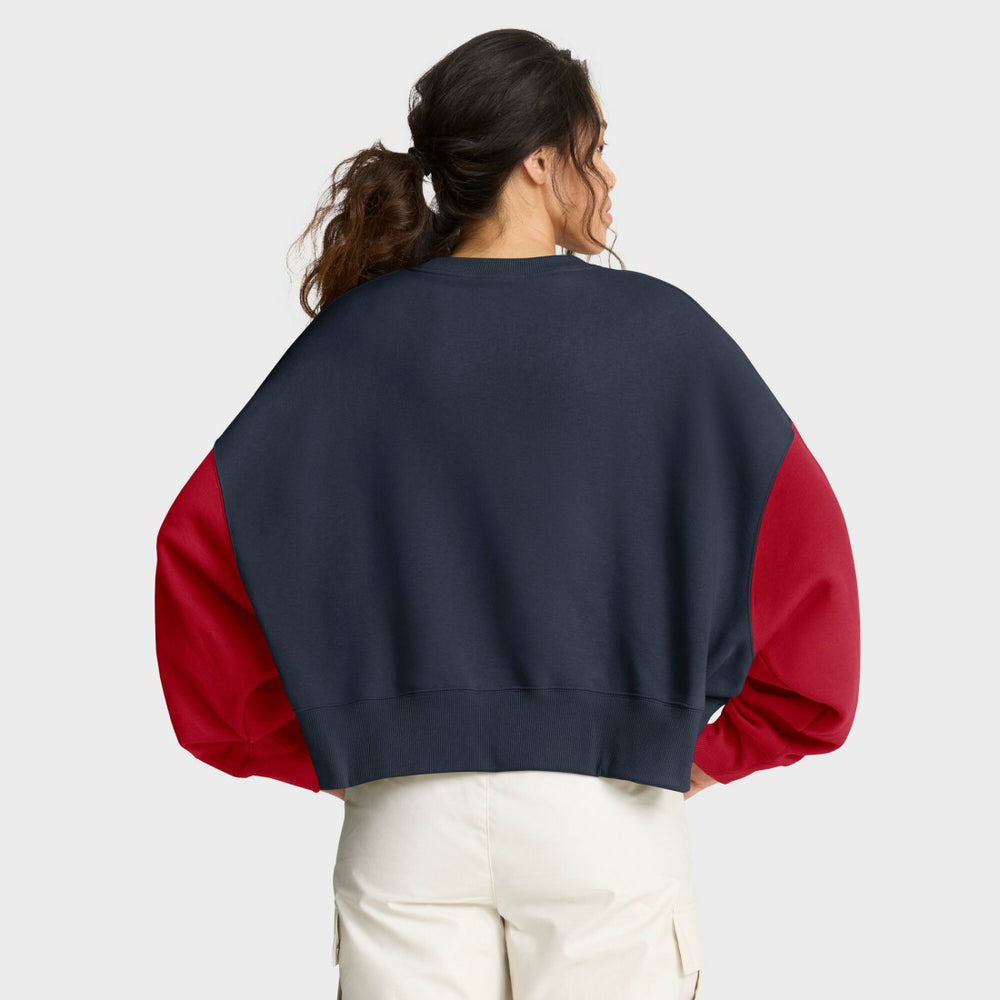 Houston Texans Women's Oversized Color-Block Pullover Sweatshirt Navy - Nike