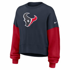 Houston Texans Women's Oversized Color-Block Pullover Sweatshirt Navy - Nike