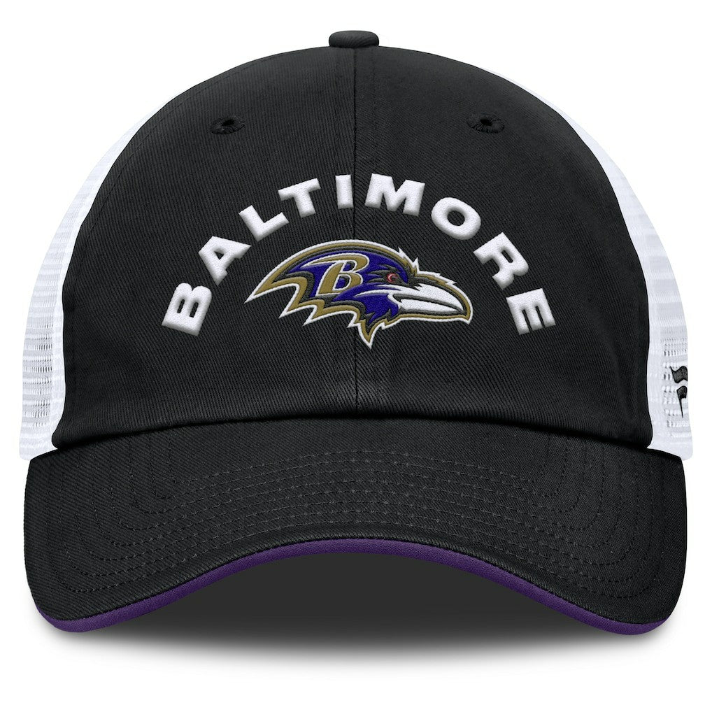 Baltimore Ravens Reverse Trucker Adjustable Hat Black/White - Fanatics