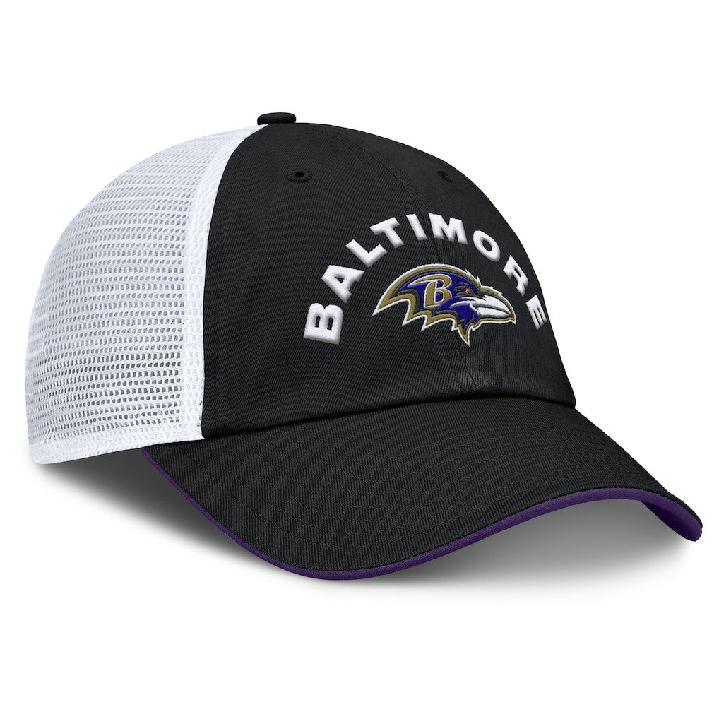 Baltimore Ravens Reverse Trucker Adjustable Hat Black/White - Fanatics
