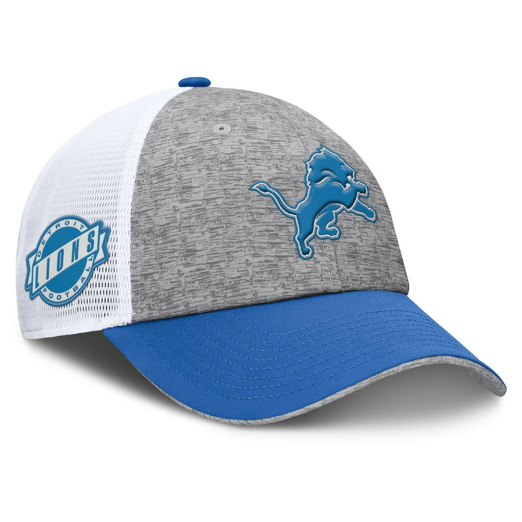 Detroit Lions Option Trucker Adjustable Hat Gray/Blue - Fanatics