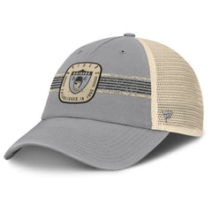 Las Vegas Raiders Heritage Bootleg Trucker Adjustable Hat Gray - Fanatics