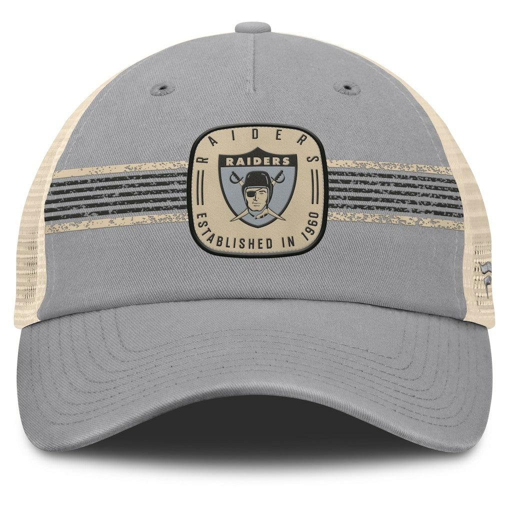 Las Vegas Raiders Heritage Bootleg Trucker Adjustable Hat Gray - Fanatics